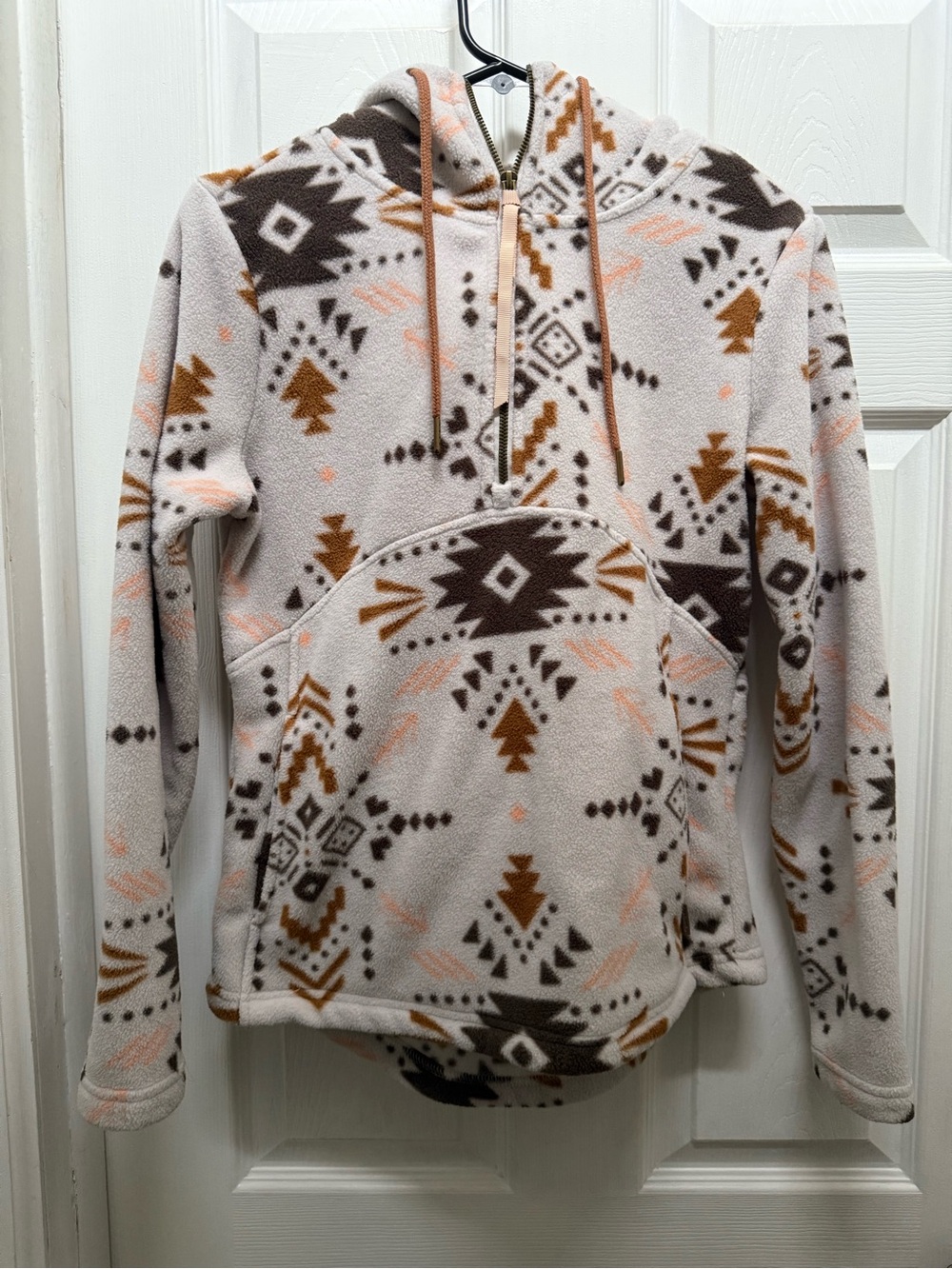 Avalanche Aztec Fleece Pullover in Cream, Brown & Rust